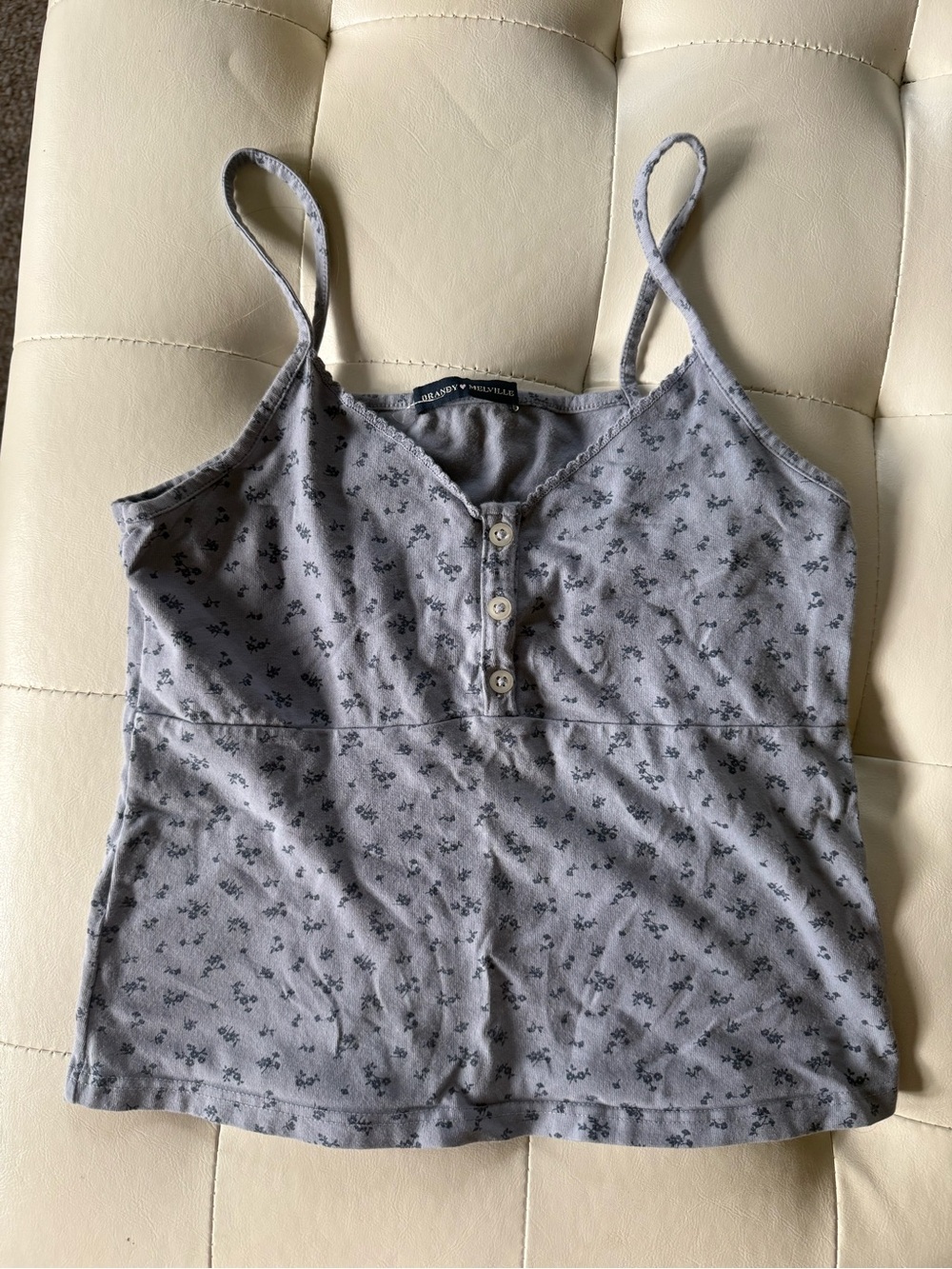 Brandy Melville Gray Floral Button-Front Cami